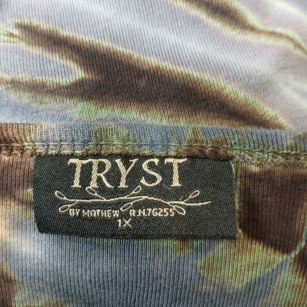 Tryst usa womens xl hippie tie dye blouse earthtone brown cotton shirt - Picture 5 of 8